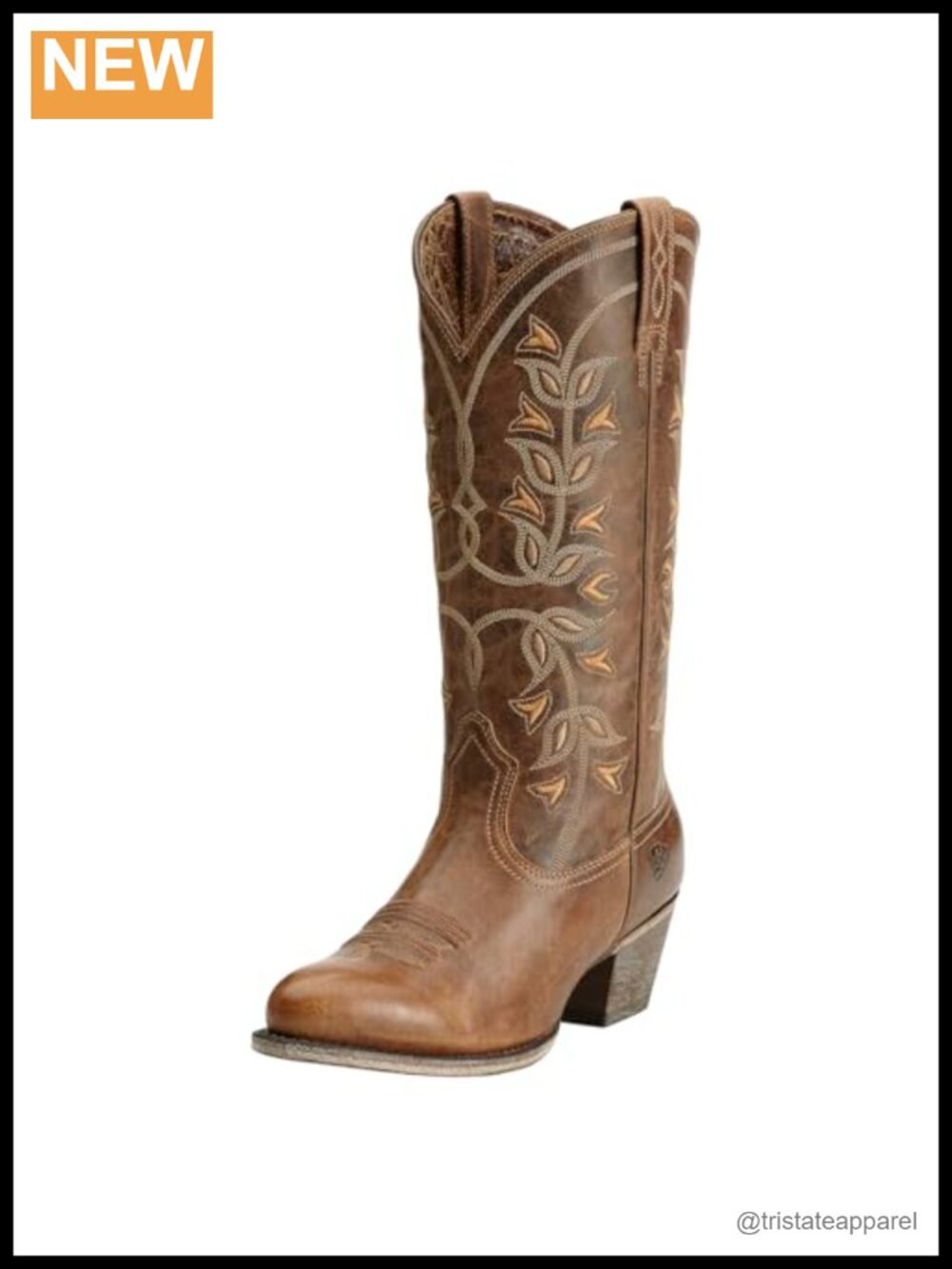 Women's Western Cowboy Boots Round Toe Distressed Leather Mid-Calf